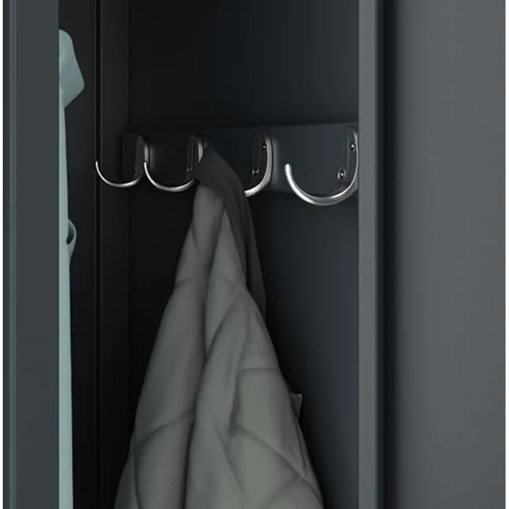 Jan Nowak Spind Schrank, Kleiderschrank, Metallschrank, Schließfachschrank | 2 Abteile mit Kleiderstange, Lüftungsschlitze, Trennwände, 4 Kleiderhaken pro Abteil | 180 cm x 80 cm x 50 cm (Anthrazit) – Bild 8