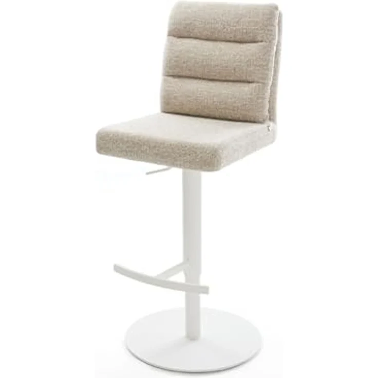 Barstuhl Pela-Flex Webstoff Soft Beige Drehfuß höhenverstellbar Metall Weiß – Bild 2