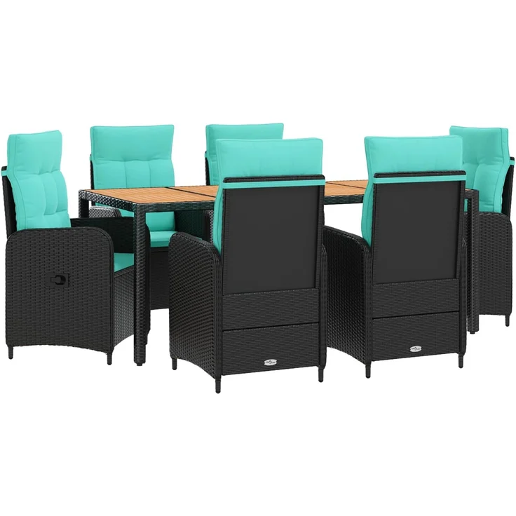 vidaXL Outdoortisch-Set 7 stk. Black and Turquoise 190 x 90 x 75 cm 3422278 – Bild 2
