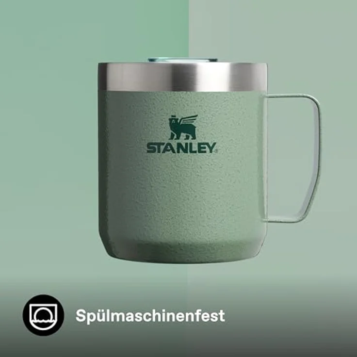 STANLEY 1913 Classic Legendary Camp Mug Thermobecher 0.35L - Hält 1.5 Stunden Heiß - 3 Stunden Kalt - BPA-Frei - Spülmaschinenfest - Edelstahl Kaffeebecher To Go - Hammertone Green – Bild 7
