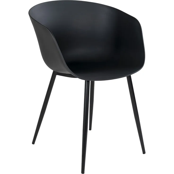 House Nordic Esszimmerstuhl, schwarz mit schwarzen Beinen - 2er set