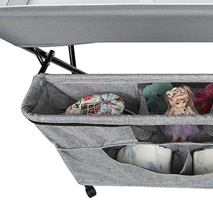 Wickeltisch, faltbar und tragbar, Wickeltisch, klappbar, Babyzimmer, höhenverstellbar, Wickeltisch und Badewanne 2-in-1 für Babys, ab der Geburt bis 12 Monate, Grau / Weiß – Bild 7