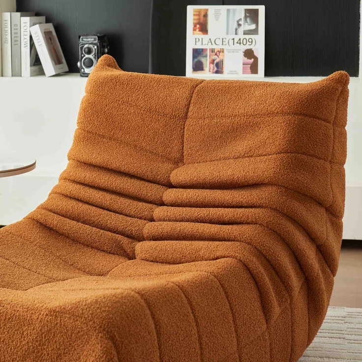 Loungesofa 105x90x72 cm, Orange, Teddy-Vlies, ergonomisch, hochdichte Schaumstoff-Polsterung – Bild 4