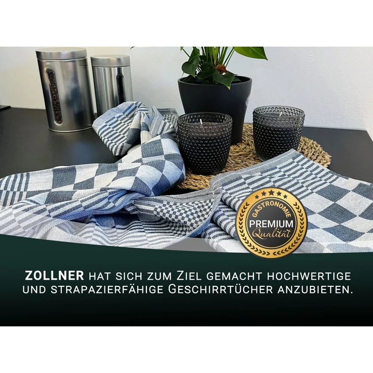 ZOLLNER 6er Set Geschirrtücher, 65x65 cm, 100% Baumwolle, blau kariert – Bild 5