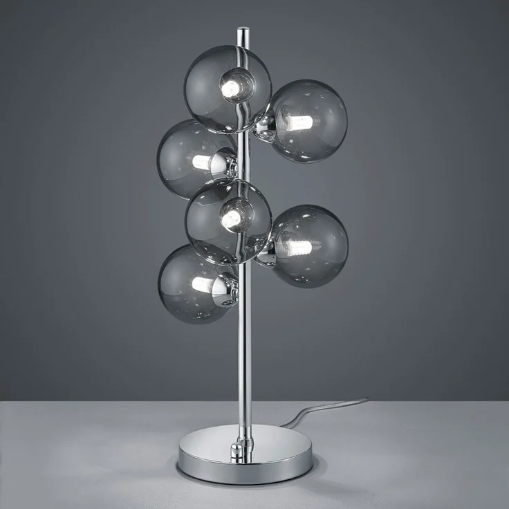 Tischlampe, Metall Glasschirm, chrom rauch, dimmbar, H 52 cm – Bild 9