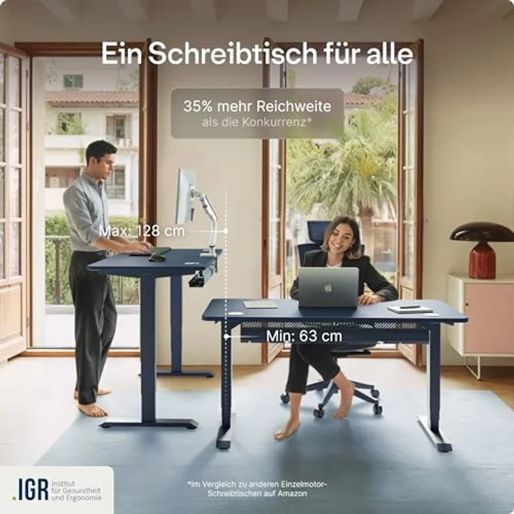 Desktronic Höhenverstellbarer Schreibtisch (120x60 cm) – Elektrisch höhenverstellbar mit flüsterleisem Dual-Motor & Touchscreen – Hohe Tragfähigkeit – Stehtisch HomePro – Bild 8