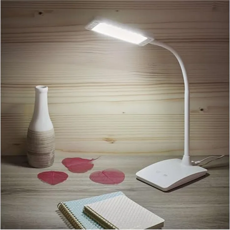 EMOS LED Tischlampe EDDY, 6 Watt, 480 lm, dimmbar, einstellbare Lichtfarbe 3000 K, 4500 K, 6800 K, Lebensdauer 30.000 Stunden, weiß, Z7599W