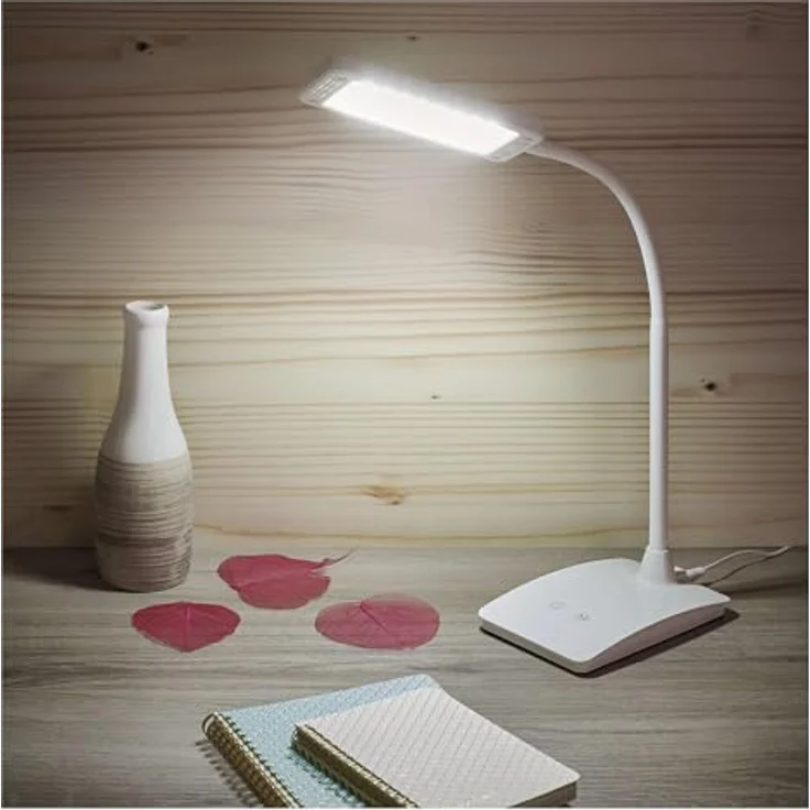 EMOS LED Tischlampe EDDY, 6 Watt, 480 lm, dimmbar, einstellbare Lichtfarbe 3000 K, 4500 K, 6800 K, Lebensdauer 30.000 Stunden, weiß, Z7599W – Bild 1