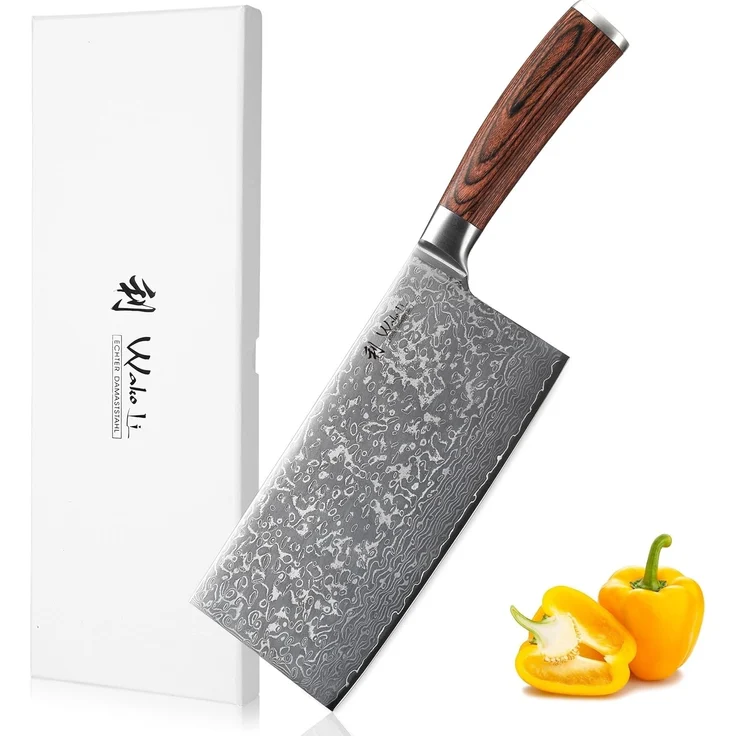 Wakoli Hackmesser EDIB Sakura Damast Hackmesser Küchenmesser 19 cm Klinge – Bild 1