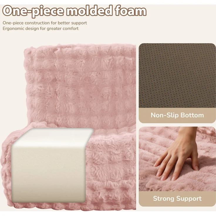 Sitzsack 85cm×100cm×78cm mit Rückenlehne – Rosa, aus Flanell, weich gepolstert für Lesen und Entspannen – Bild 6