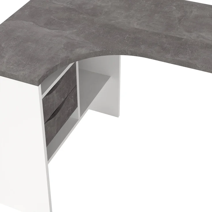 Dmora Schreibtisch Moire, Mehrzweckschreibtisch, Bürotisch für PC, Eckschreibtisch, 145x81 h77 cm, Weiß und Grau – Bild 8