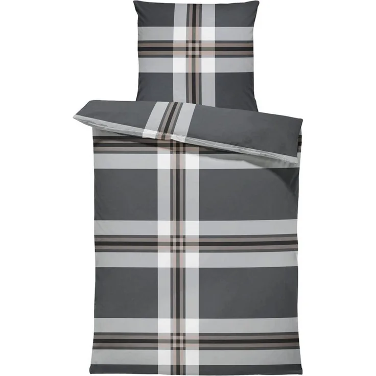 One Home Bettwäsche Winter Gestreift Modern, Biber, 2 teilig, kariert streifen, kuschelig warme weiche Baumwolle Flanell
