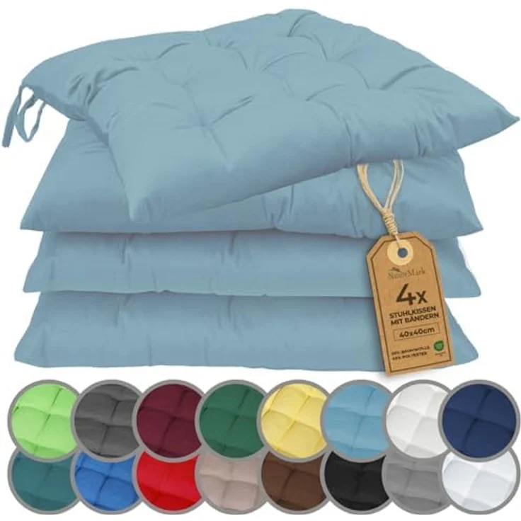 NatureMark Sitzkissen Sitzkissen 40 X 40 CM, Universal Sitzpolster Kissen, schadstoffgeprüft, Hell blau – Bild 2
