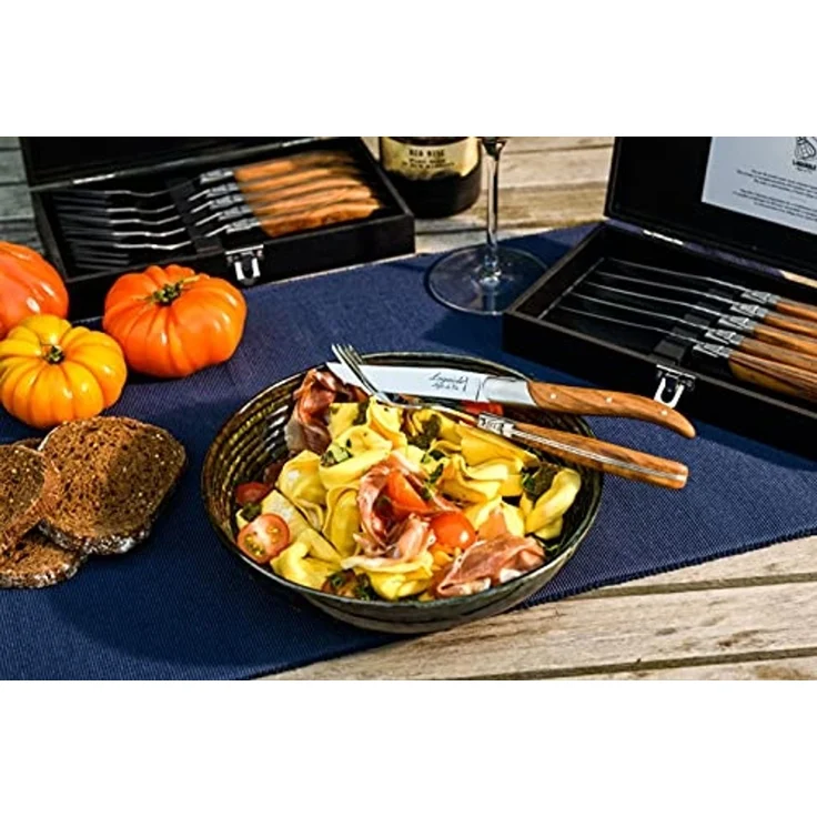 Laguiole Style de Vie Steakmesser LAGUIOLE STEAKMESSER SET "LUXIVIO", Edelstahl, Olivenholz, 6 Messer (6 Stück) – Bild 5