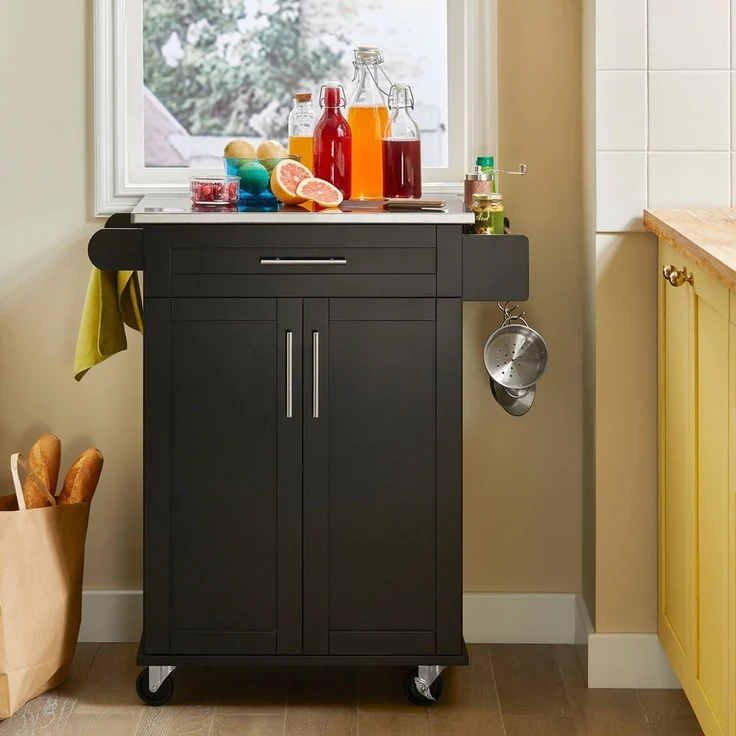 SoBuy FKW110-SCH Küchenwagen, MDF, Lackiert, Schwarz, 80 x 90 x 46 cm – Bild 2