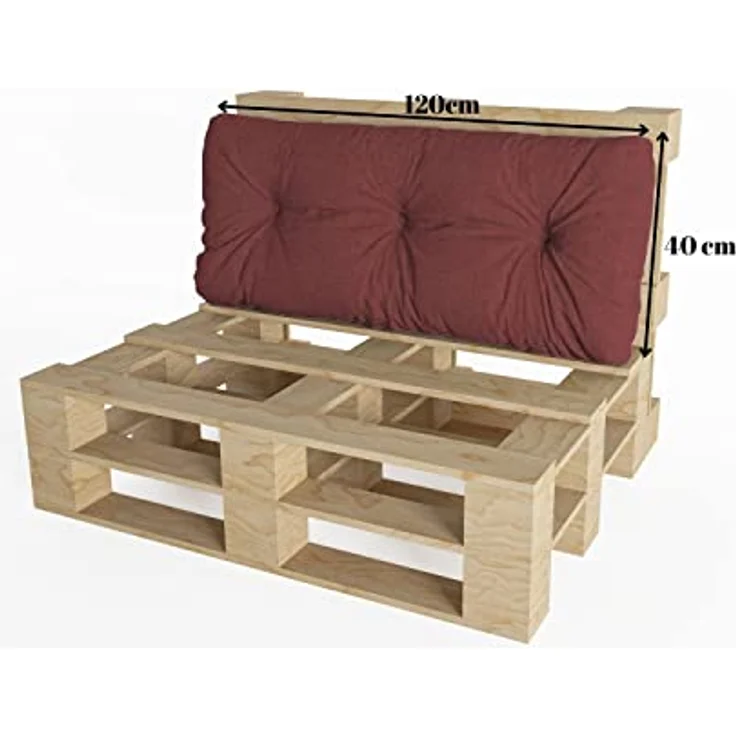 chilly pilley Palettenauflage Schaumflocken palettenkissen Palettenpolster Palettenmöbel Palettensofa Rückenlehne Sitzkissen Seitenkissen Set (2er Set Dunkelrot) – Bild 5