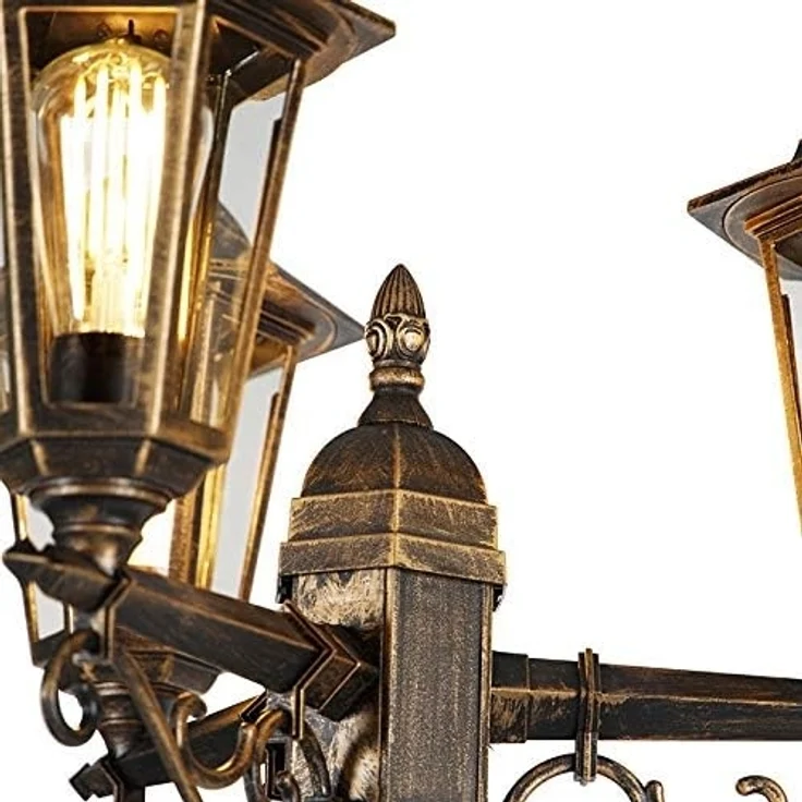 Qazqa Außen-Stehlampe New haven, ohne Leuchtmittel, E27, Gold/Messing, Klassisch / Antik, Kunststoff, 3-flammig – Bild 3