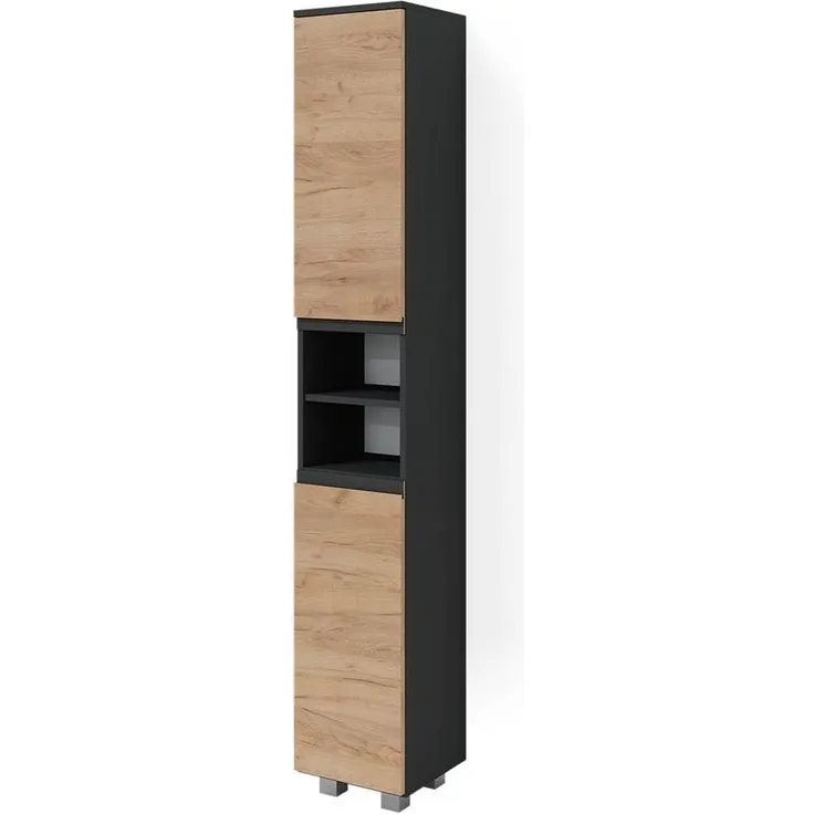 Badschrank J-Shape Grau 30 x 190 cm Vicco