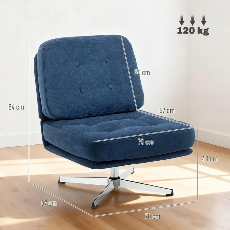 HOMCOM Relaxsessel breiter Loungesessel (Moderner Polsterstuhl, 1-St, Sessel), 360° drehbar, extra breiter Sitz – Bild 2