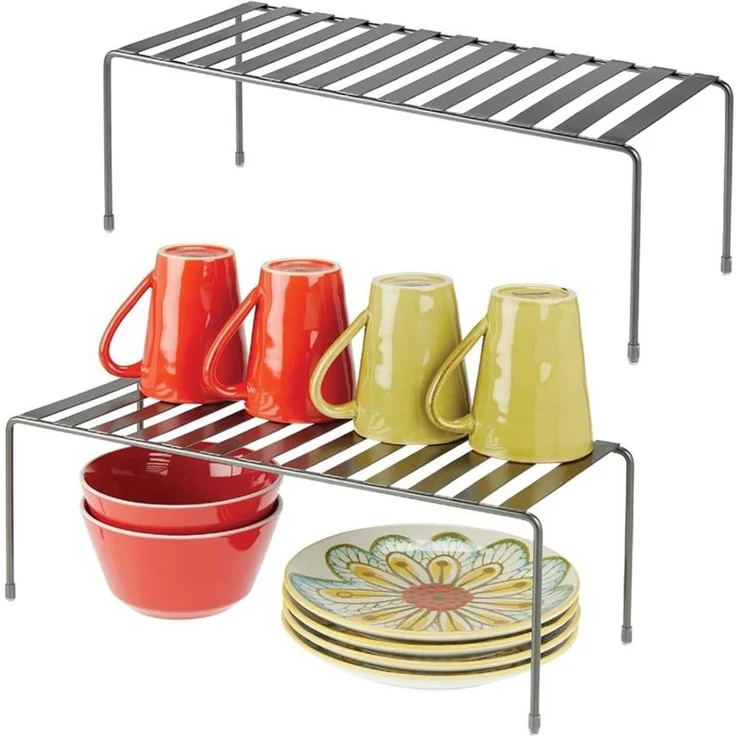 mDesign 2er Küchenregal Dunkelgrau Metall Aufbewahrung Ablage Organizer – Bild 8