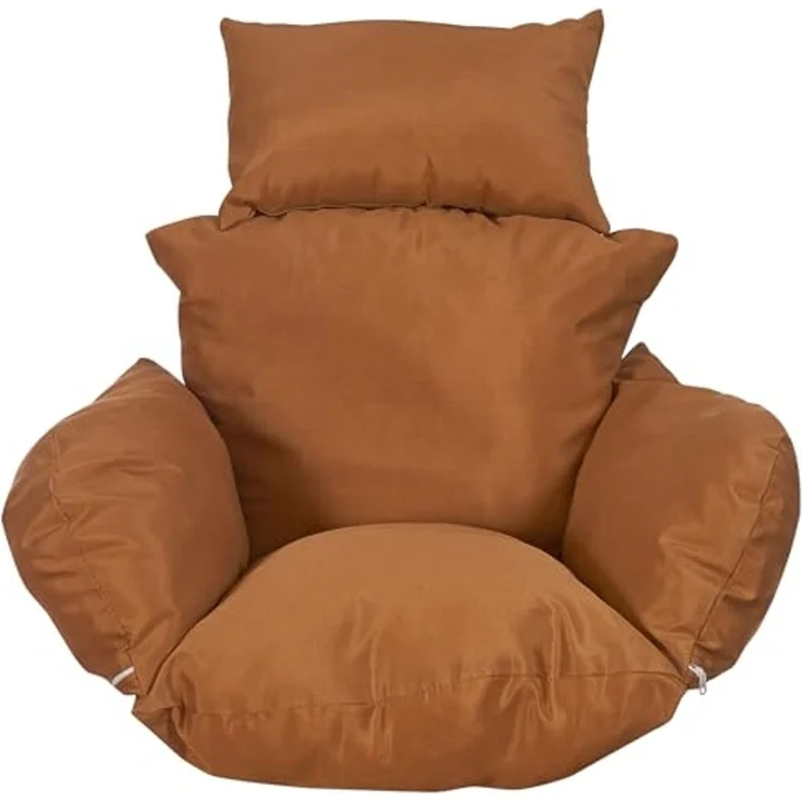Luxus Hängesessel Style XXL Rattan Korb Gestell Schwarz mit Relaxkissen Braun – Bild 7