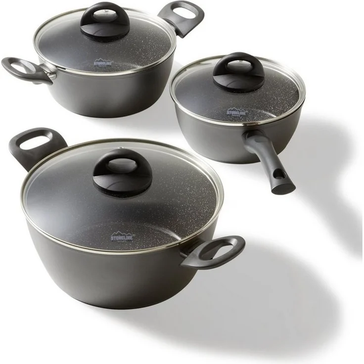 STONELINE Topf-Set CERAMIC, Aluminium (Set, 6-tlg, 1x Bratentopf Ø 24 cm, 1x Kasserolle Ø 18 cm, 1x Kochtopf Ø 20 cm), Induktion – Bild 1