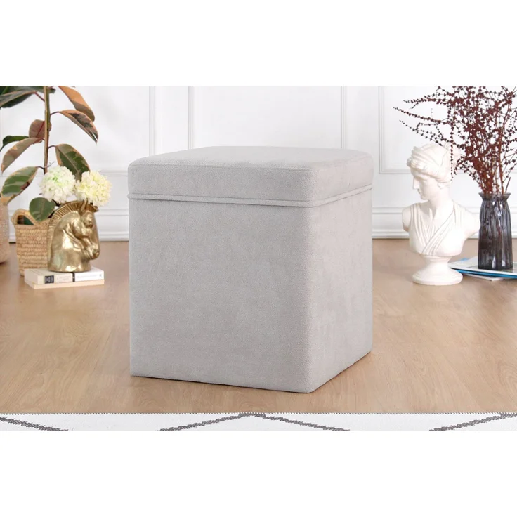 Hanah Home 'Mosvile - Grey' Pouffe, Grau, 43 x 46 x 43 cm – Bild 1