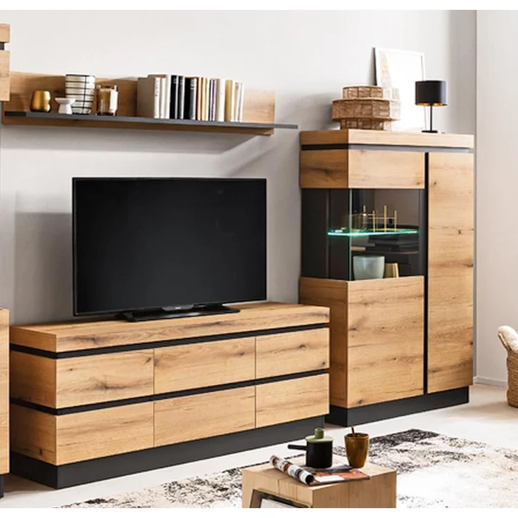Wohnwand >Corte< (3-teilig) in Coast Evoke Eiche Dekor - 265x165x45 (BxHxT) – Bild 7