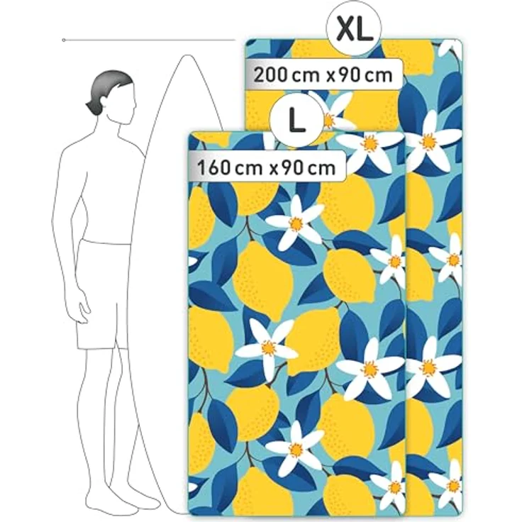 Fit-Flip Strandtuch XXL Mikrofaser, leicht und schnelltrocknend, 100% recyceltes Handtuch, Lemon Flowers, 160x90cm – Bild 4
