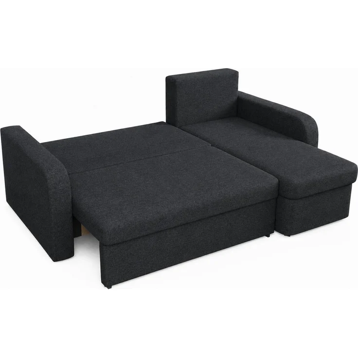 KRISAN MÖBEL Ecksofa WOJAN in Schwarz 210 x85 x 153 cm universell links oder rechts montierbar, mit Schlaffunktion und Bettkasten – Bild 3