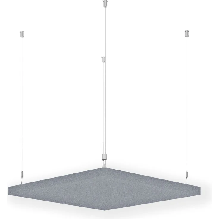 Rheinland Möbel FocusWall DAQ0808 – Quadratischer Akustik-Deckenabsorber 80×80 cm in Stofffarbe Slip inkl. Chrom-Stahlseilen - Made in Germany - Klasse A, Stoffbezug, schwer entflammbar