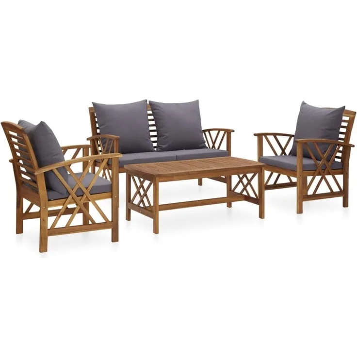 vidaXL 4-tlg. Garten-Lounge-Set mit Auflagen Massivholz Akazie 3057991