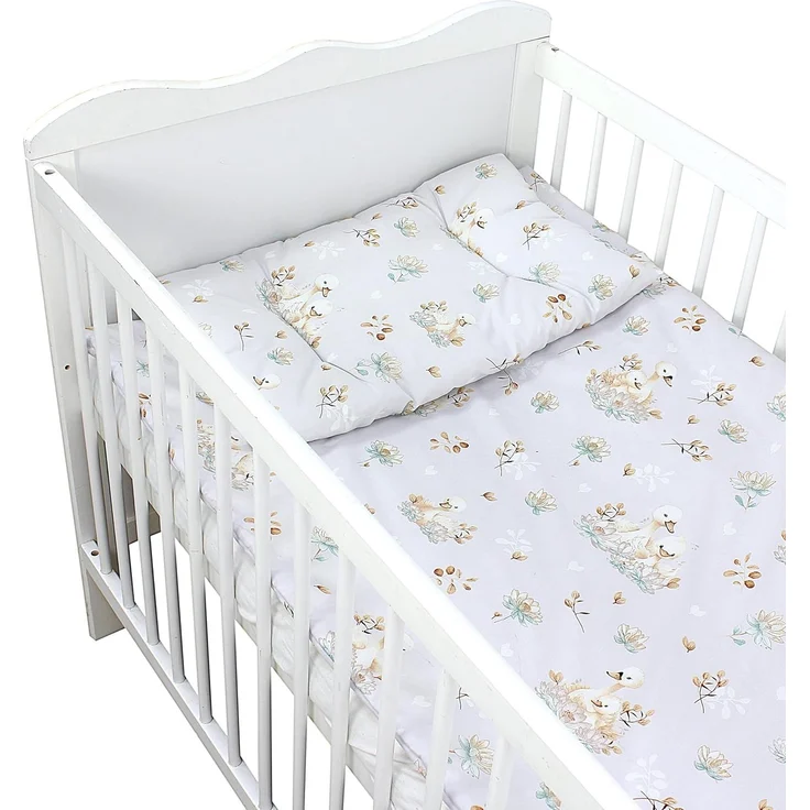 TupTam Kinderbettdecke-Set, Ganzjahresdecke, 2tlg., 1x Bettdecke, 1x Flachkissen, Schwäne Grau, 135x100 cm – Bild 6