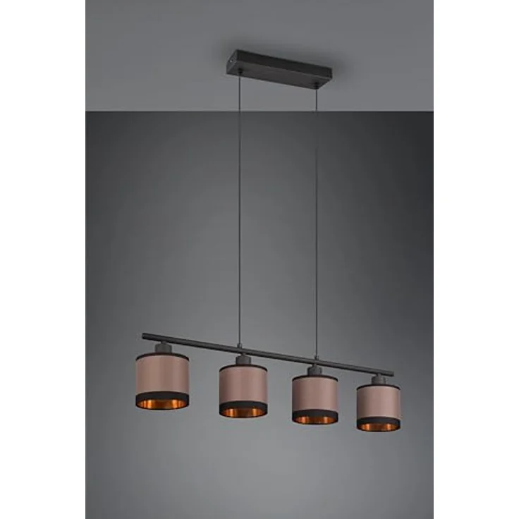Reality Pendelleuchte Davos, 4-flammig, Schwarz Matt, 75 cm x 12 cm, elegante Textilgestaltung, energiesparend mit LED-Leuchtmitteln – Bild 6