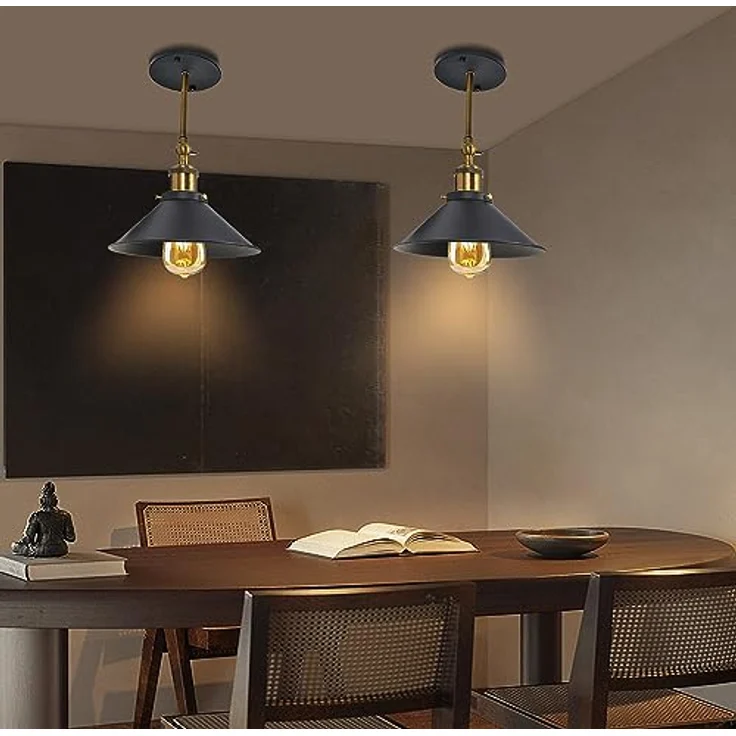 Comely 2 Stück Vintage Wandlampe, Schwarze Wandleuchte Industrial Design, 180° Verstellbare Wandlampe E27 max. 40W Deckenspots Innen für Wohnzimmer Schlafzimmer Büro Küche Flur – Bild 6