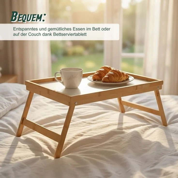 Relaxdays 2x Betttablett Bambus – Bild 2