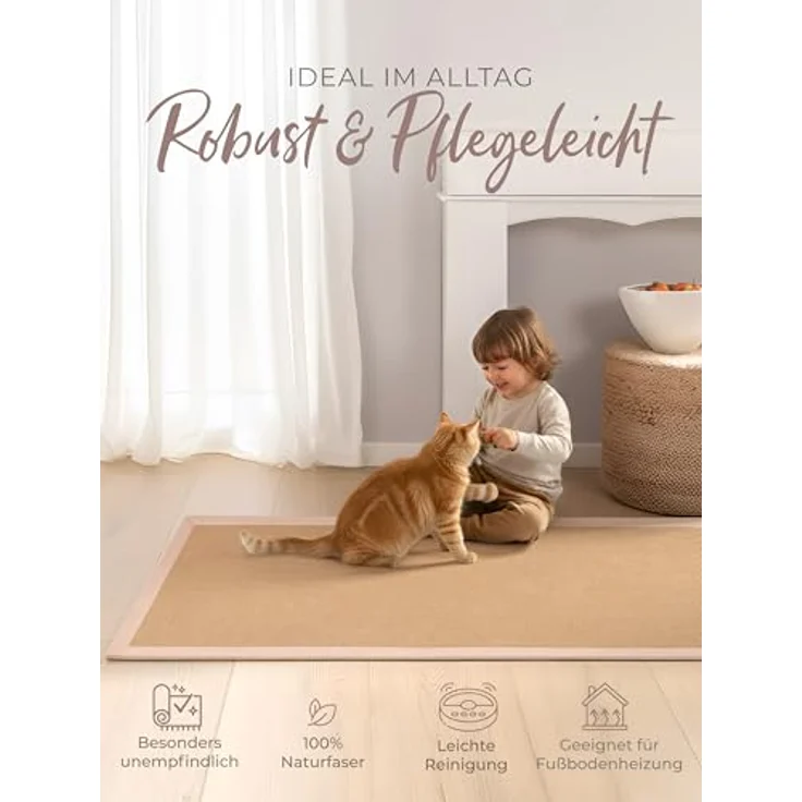 carpetfine Läufer Sisal, rechteckig, Höhe: 5 mm, mit farbiger Bordüre, Anti Rutsch Rückseite – Bild 6