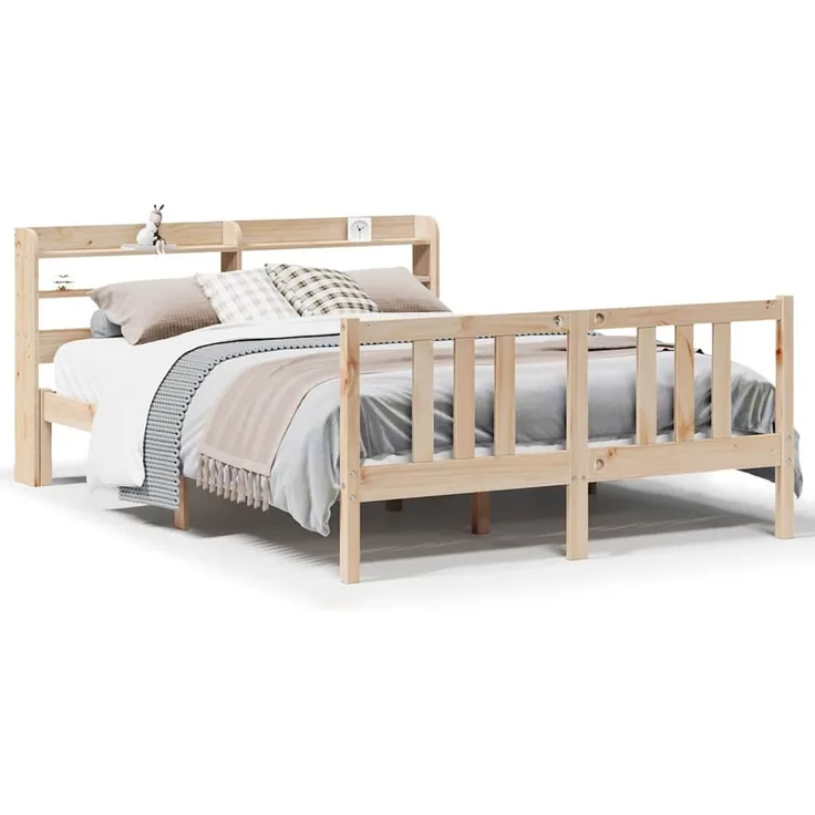 Doppelbett, Bettgestell Modernen mit Kopfteil ohne Matratze 135x190 cm d870e