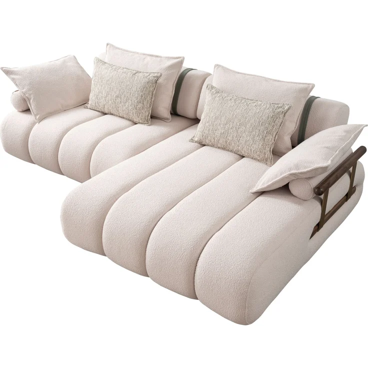 Sitzgruppe/Sofa Set - Wohnzimmergarnitur "Luccani" 3 Sitzer + Ecksofa + Mittelkonsole +1 Sitzer-White/Mintgrün – Bild 9