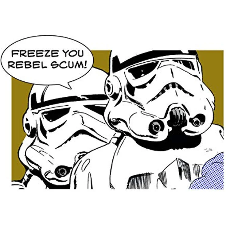 Komar Wandbild WB120, Star Wars Classic Comic Quote Stormtrooper, Wanddeko für Kinderzimmer und Jugendzimmer, 70 x 50 cm, seidenmatter Druck auf Fotopapier, ohne Rahmen – Bild 1