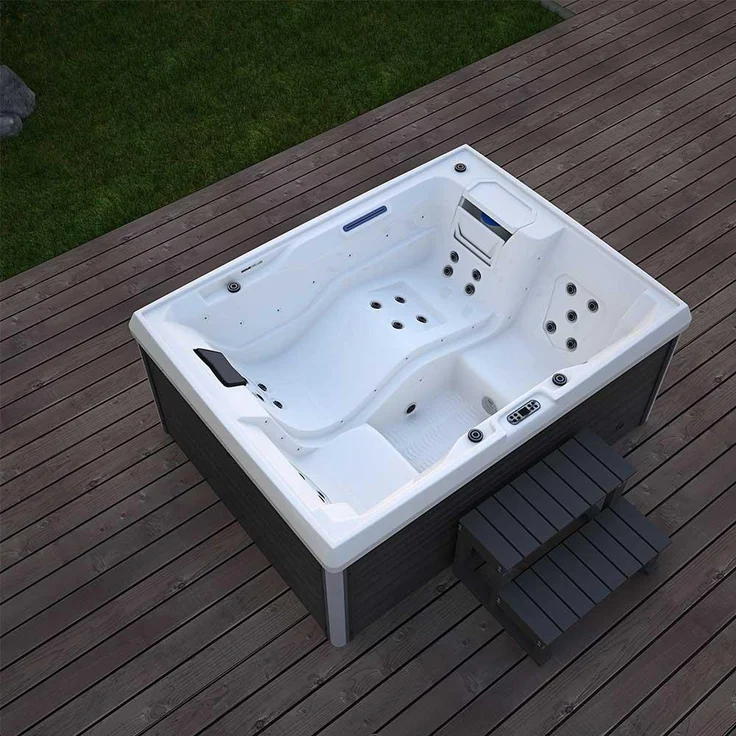 HOME DELUXE Outdoor-Whirlpool 'Stream', 211 x 156 cm, für 3 Personen, mit Treppe & Thermoabdeckung – Bild 8