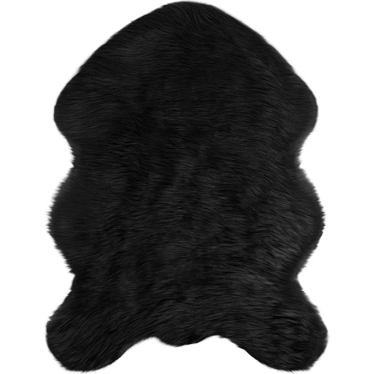 vidaXL Kunstschaffell Teppich Tafalla Schwarz 80 x 120 cm Polyester 42021586 – Bild 1