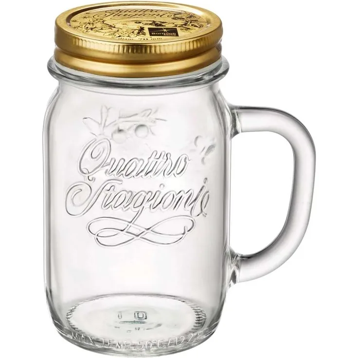 Trinkglas mit Deckel & Henkel: Vintage Gläser 0,4 l