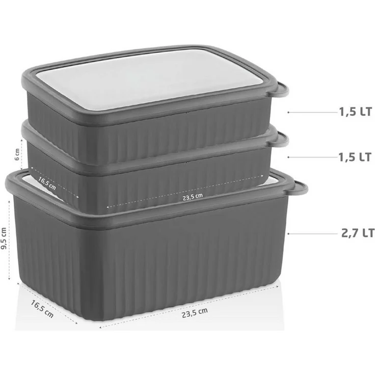 Vip Ahmet Vorratsdose Vorratsdosen mit Deckel Luftdicht, BPA-frei, (3er Set, 1x2,7L, 2x1,5L), Kunststoff, (3-tlg, 3er Set Vorratsdosen mit Deckel, 1x2,7L, 2x1,5L), 3-teiliges Set – Bild 4