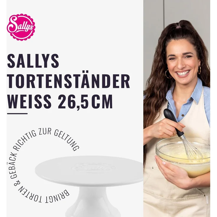 Sallys Tortenständer aus Keramik -Tortenplatte in Weiß mit Fuß, Kuchenplatte zum Dekorieren, zeitloses Design – Bild 2