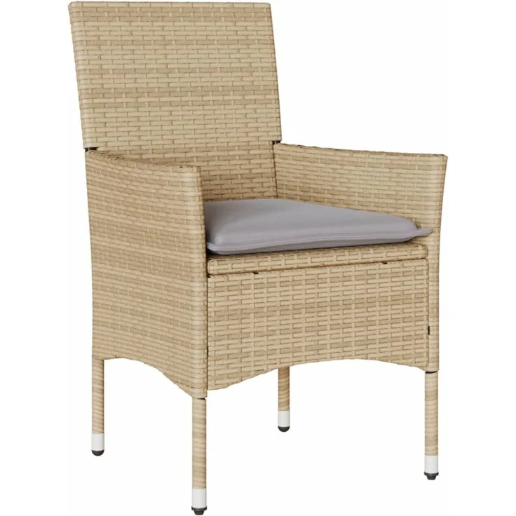 vidaXL Gartenstühle mit Kissen 2 Stk. Beige Poly Rattan 368112 – Bild 9