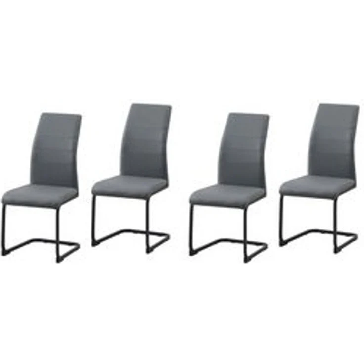 HTI-Line Freischwinger Schwingstuhl 4er Set PU grau SallyP (Set, 4 St), Freischwinger Esszimmerstuhl Kunstleder – Bild 5