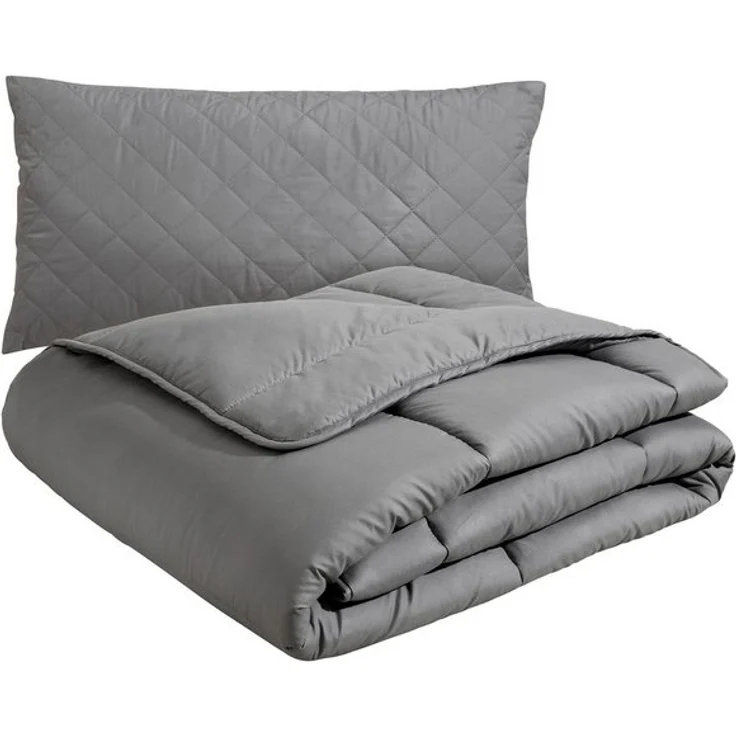 OTTO home Microfaserbettdecke + Microfaserkissen Clarra Spar Set, Decke + Kissen 135x200, 155x200 cm & weitere Größen, Set mit Kissen 40x80 cm, 80x80 cm, Sommer, Herbst, Winter in grau – Bild 4