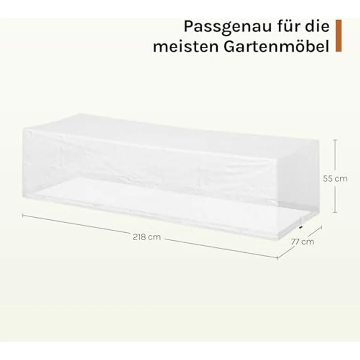 WOLTU Schutzhülle Gartenliege Sonnenliege, 218 x 77 x 55 cm, Abdeckung für Gartenmöbel, Abdeckhaube aus PE, Plane UV-Beständig wasserabweisend Winterfest reißfest, Transparent – Bild 8
