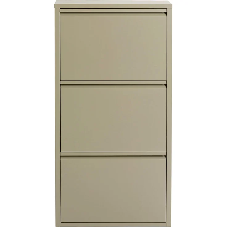 Kare Design Schuhschrank Caruso, Khaki, 104 x 50 x 15 cm, Schuhablage, Schuhkipper, Schuhregal, mit 3 Klappen, für 6 Paar Schuhe, Stahl, Schmal, Platzsparend, Hoch, Eingangsbereich – Bild 1